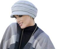 MASUMI Chemo Bio-Kopfbedeckung - Michelle Wintermütze für Damen | Kopfbekleidung für Frauen mit Haarausfall | Weiche Hüte für Krebspatienten | 50% Wolle (Farbe: Grau) von Masumi Headwear