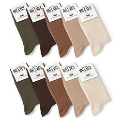 10 Paar Socken von Mat & Vic's für Sie und Ihn - Cotton classic bequem ohne drückende Naht - angenehmer Komfort-Bund - OEKO-TEX Standard 100 (35-38, Earth Colors) 35-38 von Mat and Vic's