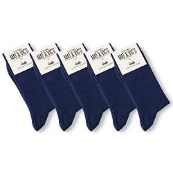 5 Paar Socken von Mat & Vic's für Sie und Ihn - Cotton classic Socks, gekämmte Baumwolle, ohne drückende Naht, Komfortbund, OEKO-TEX Standard 100, Blau (Navy), 35-38 von Mat and Vic's