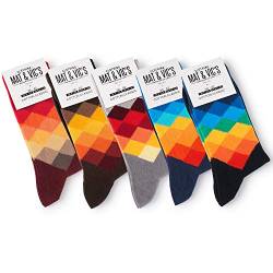 5 Paar Socken von Mat & Vic's für Sie und Ihn - Cotton classic Socks, gekämmte Baumwolle, ohne drückende Naht, Komfortbund, OEKO-TEX Standard 100, Diamond Mix 1, 47-50 von Mat and Vic's