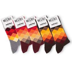 5 Paar Socken von Mat & Vic's für Sie und Ihn - Cotton classic Socks, gekämmte Baumwolle, ohne drückende Naht, Komfortbund, OEKO-TEX Standard 100, Diamond Terra, 47-50 von Mat and Vic's