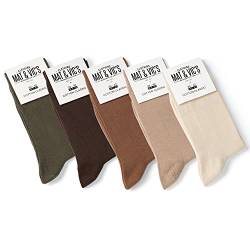 5 Paar Socken von Mat & Vic's für Sie und Ihn - Cotton classic Socks, gekämmte Baumwolle, ohne drückende Naht, Komfortbund, OEKO-TEX Standard 100, Earth Colors, 43-46 von Mat and Vic's