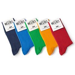 5 Paar Socken von Mat & Vic's für Sie und Ihn - Cotton classic Socks, gekämmte Baumwolle, ohne drückende Naht, Komfortbund, OEKO-TEX Standard 100, Fun Colors, 43-46 von Mat and Vic's