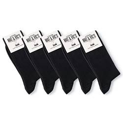 5 Paar Socken von Mat & Vic's für Sie und Ihn - Cotton classic Socks, gekämmte Baumwolle, ohne drückende Naht, Komfortbund, OEKO-TEX Standard 100, Schwarz, 43-46 von Mat and Vic's