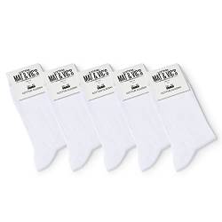 5 Paar Socken von Mat & Vic's für Sie und Ihn - Cotton classic Socks, gekämmte Baumwolle, ohne drückende Naht, Komfortbund, OEKO-TEX Standard 100, Weiß, 43-46 von Mat and Vic's