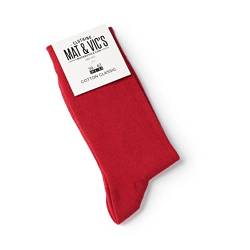 Mat & Vic's Socken Herren Herrensocken, Cotton classic Crew Socks, Fun Rot - Rote Socken, Baumwolle gekämmt, ohne drückende Naht, Komfortbund, Größe 47-50, 5 Paar von Mat and Vic's
