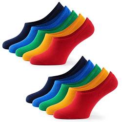 Mat & Vic's Unsichtbare Sneaker Socken Herren & Damen 10 Paar Großes Premium Silikonpad gegen Verrutschen (Fun Colors, 39-42) von Mat and Vic's