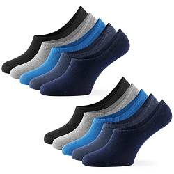Mat & Vic's Unsichtbare Sneaker Socken Herren & Damen 10 Paar Großes Premium Silikonpad gegen Verrutschen (Jeans Colors, 39-42) von Mat and Vic's