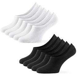 Mat & Vic's Unsichtbare Sneaker Socken Herren & Damen 10 Paar Großes Premium Silikonpad gegen Verrutschen (schwarz-weiß, 35-38) von Mat and Vic's