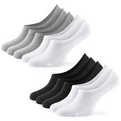 Mat & Vic's Unsichtbare Sneaker Socken Herren & Damen 10 Paar Großes Premium Silikonpad gegen Verrutschen (schwarz-weiß-grau, 43-46) von Mat and Vic's