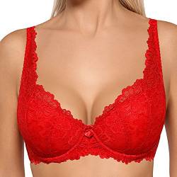 Mat 053/22 Carmela Bügel-BH Damen Elegant Märchenhaft Regulierbare Träger, Rot,90B von Mat