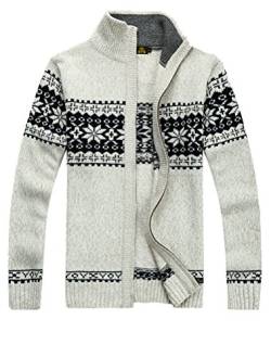 MatchLife Herren Reißverschluss Strickjacke Stehkragen Pullover XL Weiß von MatchLife