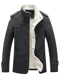 MatchLife Herren Wollmantel Wintermantel Winter Jacke Warm Wolljacke Männer Parka Style1-Dark Grey S von MatchLife