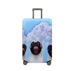 Mateju 3D Pug Suitcase Cover 18-32 Inch, Luggage Covers Protectors, Trolley Case Protective Cover Washable Anti-Scratch Elastic Travel Suitcase Protector (DREI Möpse,L) von Mateju