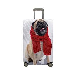 Mateju 3D Pug Suitcase Cover 18-32 Inch, Luggage Covers Protectors, Trolley Case Protective Cover Washable Anti-Scratch Elastic Travel Suitcase Protector (Halstuch Mops,L) von Mateju