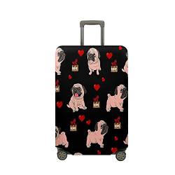 Mateju 3D Pug Suitcase Cover 18-32 Inch, Luggage Covers Protectors, Trolley Case Protective Cover Washable Anti-Scratch Elastic Travel Suitcase Protector (Liebe Mops,L) von Mateju