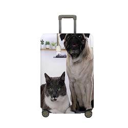 Mateju 3D Pug Suitcase Cover 18-32 Inch, Luggage Covers Protectors, Trolley Case Protective Cover Washable Anti-Scratch Elastic Travel Suitcase Protector (Mops Katze,XL) von Mateju