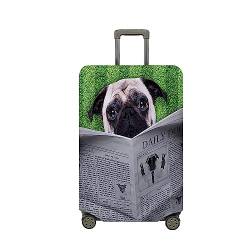 Mateju 3D Pug Suitcase Cover 18-32 Inch, Luggage Covers Protectors, Trolley Case Protective Cover Washable Anti-Scratch Elastic Travel Suitcase Protector (Zeitung lesen,L) von Mateju