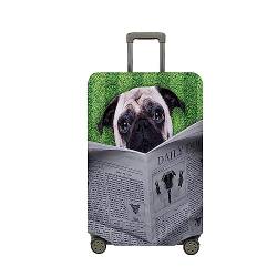 Mateju 3D Pug Suitcase Cover 18-32 Inch, Luggage Covers Protectors, Trolley Case Protective Cover Washable Anti-Scratch Elastic Travel Suitcase Protector (Zeitung lesen,M) von Mateju