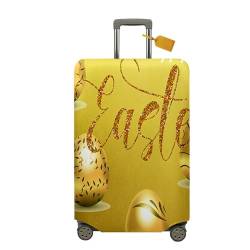 Mateju Kofferschutzhülle Elastisch Kofferhülle, 3D Ostereier Gepäck Cover Reisekoffer Hülle Trolley Case Schutzhülle Anti-Kratzer Staubdichte Kofferbezug (Gold,S) von Mateju