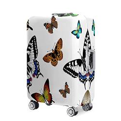 Mateju Kofferschutzhülle Elastisch Kofferhülle, Schmetterling Gepäck Cover Reisekoffer Hülle Trolley Case Schutzhülle Luggage Cover Waschbare Staubdichte Kofferbezug (Weiß,M) von Mateju