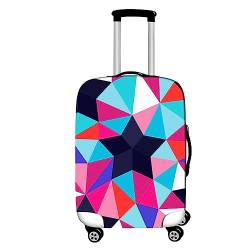 Mateju Kofferschutzhülle Elastisch Kofferhülle 18-32 Zoll, Gepäck Cover Reisekoffer Hülle Trolley Case Schutzhülle Luggage Cover S-XL Staubdichte Kofferbezug (Blau-Rosa Geometrie,XL) von Mateju