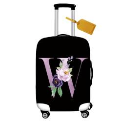 Mateju Kofferschutzhülle Elastisch Kofferhülle 18-32 Zoll, Gepäck Cover Reisekoffer Hülle Trolley Case Schutzhülle Luggage Cover Waschbare Staubdichte Kofferbezug A-Z (Violette Blume W,XL) von Mateju