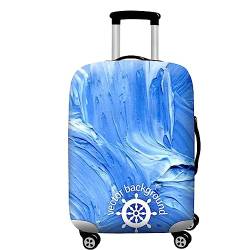 Mateju Suitcase Cover 18-32 Inch Luggage Covers Protectors, 3D Trolley Case Protective Cover Washable Anti-Scratch Elastic Cheap Travel Suitcase Protector (Blauer Ozean,S) von Mateju