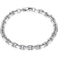 Materia Armband Herren Silber Ankerkette diamantiert 6mm SA-89, 925 Sterling Silber, rhodiniert von Materia