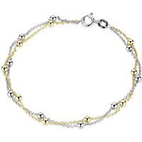 Materia Armkette Damen Kugeln Bicolor Gold SA-109, 925 Sterling Silber, rhodiniert, vergoldet von Materia