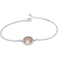 Materia Armkette Damen Lebensbaum Rosegold Zirkonia 17-19cm SA-71, 925 Sterling Silber, rhodiniert von Materia