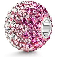 Materia Bead Damen Kristall Kugel Rosa Pink Strass 1087, Hülse aus 925 Sterling Silber von Materia
