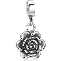 Materia Bead Damen Silber Dangle Bead Rose Blüte antik 1595, 925 Sterling Silber, geschwärzt von Materia