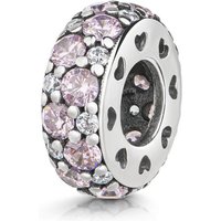 Materia Bead Damen Zwischenelement Zirkonia Rosa Weiß Herzen 500, 925 Sterling Silber von Materia