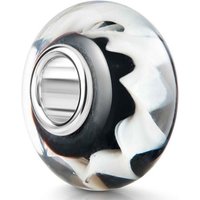 Materia Bead Glas Charm Spirale Wirbel Weiß Schwarz 854, Kern aus 925 Sterling Silber von Materia