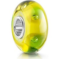 Materia Bead Glasperle Gelb Grün Luftblasen 149, Kern aus 925 Sterling Silber von Materia