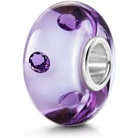 Materia Bead Glasperle Zirkonia Lila Violett Flieder 1525, Kern aus 925 Sterling Silber von Materia