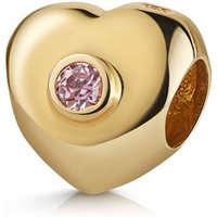 Materia Bead Gold Herz Element mit Zirkonia rosa 763, Sterlingsilber, vergoldet von Materia