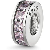 Materia Bead Zwischenelement Spacer Zirkonia Rosa 1151, 925 Sterling Silber von Materia