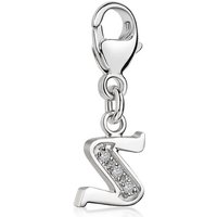 Materia Charm Buchstabe Silber Anhänger Buchstabe " S " Alphabet Zirkonia C69, 925 Sterling Silber, rhodiniert von Materia