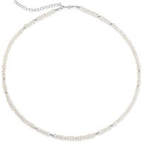 Materia Collier Damen Perlenkette Creme Silber längenverstellbar CO-53, 925 Sterling Silber von Materia