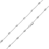 Materia Collierkettchen Damen Silber Ankerkette Kugelkette 45cm K90, 925 Sterling Silber, diamantiert von Materia