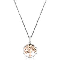 Materia Collierkettchen Damen Silber Rosegold Bicolor Lebensbaum Zirkonia KA-404, 925 Sterling Silber, rhodiniert und rosevergoldet von Materia