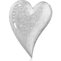 Materia Herzanhänger Damen Silber Herz Liebe Zirkonia gebürstet KA-254, 925 Sterling Silber, rhodiniert von Materia