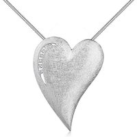 Materia Herzanhänger Damen Silber Herz Liebe Zirkonia gebürstet KA-254, 925 Sterling Silber, rhodiniert von Materia
