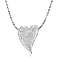 Materia Herzanhänger Herz Liebe gebürstet mit Zirkonia weiß KA-153, 925 Sterling Silber, rhodiniert von Materia