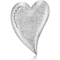 Materia Herzanhänger Herz Liebe gebürstet mit Zirkonia weiß KA-153, 925 Sterling Silber, rhodiniert von Materia