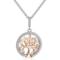 Materia Kette mit Anhänger Damen Lebensbaum Silber Rosegold Zirkonia KA-377, 925 Sterling Silber, rhodiniert, rosevergoldet von Materia