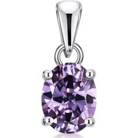 Materia Kettenanhänger Damen Amethyst Edelstein Lila Oval KA-365, Fassung aus 925 Sterling Silber, rhodiniert von Materia