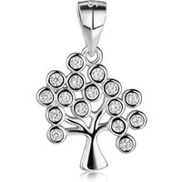 Materia Kettenanhänger Damen Silber Baum Zirkonia weiß KA-518, 925 Sterling Silber, rhodiniert von Materia